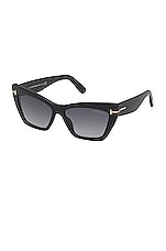 TOM FORD Wyatt Sunglasses in Shiny Black & Gradient Smoke Lens, view 1, click to view large image.
