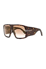TOM FORD Raven Sunglasses in Shiny Dark Havana, view 2, click to view large image.