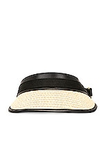 TOM FORD Raffia Visor in Natural & Black, view 1, click to view large image.