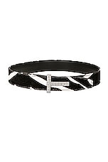 TOM FORD Zebra Printed Velvet 30mm Belt in Black & White, view 1, click to view large image.