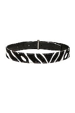TOM FORD Zebra Printed Velvet 30mm Belt in Black & White, view 2, click to view large image.