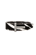 TOM FORD Zebra Printed Velvet 30mm Belt in Black & White, view 3, click to view large image.