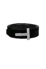 TOM FORD Velvet 30mm Belt in Black, view 3, click to view large image.