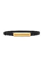 TOM FORD Stamped Croc Bar 15mm Belt in Black, view 1, click to view large image.