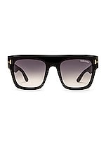 TOM FORD Renee Sunglasses in Shiny Black & Gradient Smoke Lens, view 1, click to view large image.
