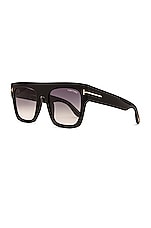 TOM FORD Renee Sunglasses in Shiny Black & Gradient Smoke Lens, view 2, click to view large image.