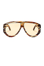 TOM FORD Bronson Sunglasses in Shiny Striped Havana, view 1, click to view large image.