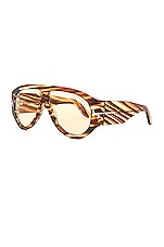 TOM FORD Bronson Sunglasses in Shiny Striped Havana, view 2, click to view large image.