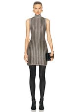 TOM FORD Turtleneck Mini Dress in Metallic Olive, view 1, click to view large image.