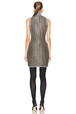 TOM FORD Turtleneck Mini Dress in Metallic Olive, view 3, click to view large image.