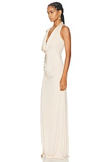 TOM FORD Draped Evening Dress in Oyster, view 3, click to view large image.