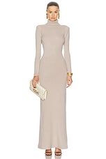 TOM FORD Cashmere Turtleneck Long Dress in Pale Camel, view 2, click to view large image.