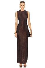 TOM FORD Crewneck Long Dress in Metallic Russet, view 1, click to view large image.