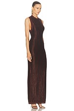 TOM FORD Crewneck Long Dress in Metallic Russet, view 2, click to view large image.