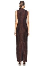 TOM FORD Crewneck Long Dress in Metallic Russet, view 3, click to view large image.