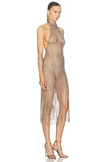 TOM FORD Halterneck Fringe Cocktail Dress in Soft Beige, view 2, click to view large image.