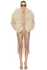 TOM FORD Halterneck Fringe Cocktail Dress in Soft Beige, view 4, click to view large image.