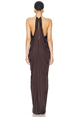 TOM FORD Halterneck Evening Dress in Dark Brown, view 3, click to view large image.