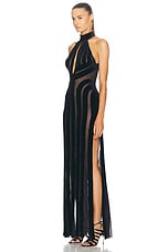 TOM FORD Halterneck Open Back Evening Dress in Black, view 3, click to view large image.