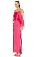 TOM FORD Slinky Full Length Ruffle Dress in Rose Bloom, view 3, click to view large image.