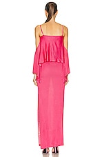 TOM FORD Slinky Full Length Ruffle Dress in Rose Bloom, view 4, click to view large image.