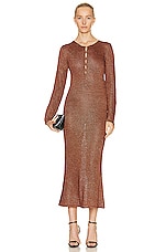 TOM FORD Shiny Henley Dress in Antique Nude, view 1, click to view large image.