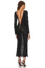 TOM FORD Shiny Long Sleeve Dress in Black, view 3, click to view large image.