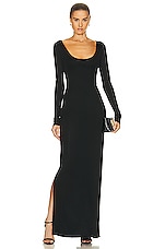 TOM FORD Scoop Neck Evening Dress in Black, view 2, click to view large image.