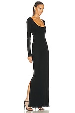 TOM FORD Scoop Neck Evening Dress in Black, view 3, click to view large image.