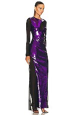 TOM FORD Sequins Long Sleeve Evening Dress in Amethyst, view 2, click to view large image.
