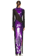 TOM FORD Sequins Long Sleeve Evening Dress in Amethyst, view 4, click to view large image.