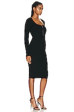 TOM FORD Square Neck Zip Dress in Black, view 2, click to view large image.