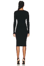 TOM FORD Square Neck Zip Dress in Black, view 3, click to view large image.