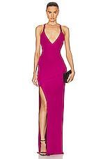 TOM FORD V Neck Evening Dress in Bright Fuxia, view 1, click to view large image.