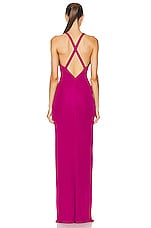 TOM FORD V Neck Evening Dress in Bright Fuxia, view 3, click to view large image.