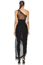 TOM FORD Intertwining Rose Chantilly One Shoulder Evening Dress in Black, view 4, click to view large image.
