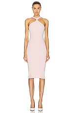 TOM FORD Halterneck Twisted Dress in Vintage Rose, view 1, click to view large image.