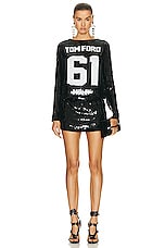 TOM FORD Sequins T-shirt Mini Dress in Black & White, view 1, click to view large image.