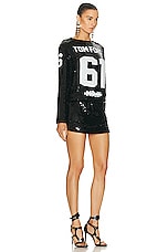 TOM FORD Sequins T-shirt Mini Dress in Black & White, view 2, click to view large image.