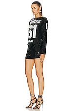 TOM FORD Sequins T-shirt Mini Dress in Black & White, view 3, click to view large image.