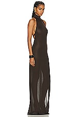 TOM FORD Jersey Halterneck Dress in Chocolate Brown, view 2, click to view large image.