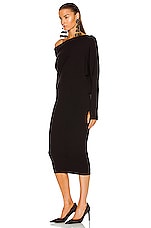 TOM FORD Cashmere Ribbed Off the Shoulder Midi Dress in Black, view 3, click to view large image.