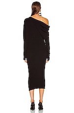 TOM FORD Cashmere Ribbed Off the Shoulder Midi Dress in Black, view 4, click to view large image.