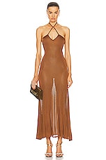 TOM FORD Halterneck Dress in Bronze, view 1, click to view large image.