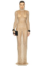 TOM FORD Turtleneck Evening Dress in Pale Gold, view 1, click to view large image.