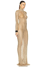TOM FORD Turtleneck Evening Dress in Pale Gold, view 2, click to view large image.