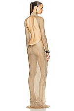 TOM FORD Turtleneck Evening Dress in Pale Gold, view 3, click to view large image.
