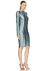 TOM FORD Fringe Artwork Cocktail Dress in Stone Blue, view 2, click to view large image.
