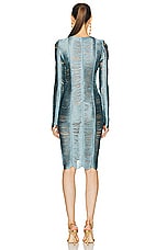 TOM FORD Fringe Artwork Cocktail Dress in Stone Blue, view 3, click to view large image.