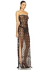 TOM FORD Chevron Fringe Evening Dress in Bronze, view 2, click to view large image.